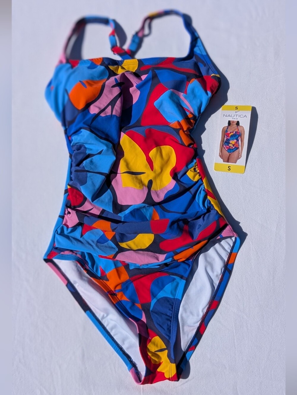 Nautica Girls' Bright Multicolor One-Piece Swimsuit Size S